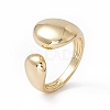 Rack Plating Brass Teardrop Open Cuff Ring for Women RJEW-B043-17-3