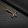 Vintage 304 Stainless Steel Viking Wolf Cross Hammer Pendant Necklaces for Men WG40DB5-02-2