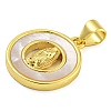 Real 18K Gold Plated Brass Pendants with Shell KK-D534-05G-01-2