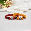Natural Red Agate Round Beaded Stretch Bracelet BJEW-SW00077-08-6