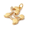 Rack Plating Brass Micro Pave Clear Cubic Zirconia Pendants KK-B092-18G-2