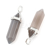 Natural Grey Agate Double Terminated Pointed Pendants G-F295-05M-2