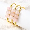 Natural Rose Quartz Beads Cuff Bangles for Women BJEW-Q035-01G-02-1
