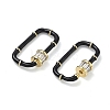 Oval Brass Micro Pave Clear Cubic Zirconia Locking Carabiner KK-H256-01G-3