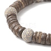 Painted Natural Wood & Coconut Beaded Stretch Bracelet for Men Women BJEW-JB09318-5