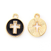 Light Gold Plated Alloy Enamel Pendants X-ENAM-R136-18E-2