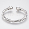 304 Stainless Steel Cuff Bangles Torque Bangles BJEW-H570-28P-1