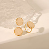 Flat Round Natural Rose Quartz Cuff Ring & Stud Earrings Sets MO9107-1-1