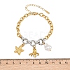 Duo Tone Ocean 304 Stainless Steel Sea Animals Charm Bracelets with Imitaiton Pearl for Women SA-CBA717A-06G-02-3