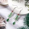 Christmas Tree with Star Brass Wired Glass Dangle Earrings EJEW-JE06126-2