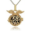 Golden Tone Brass Hollow Round Cage Pendants KK-J230-01G-3