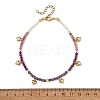 Natural Ruby & Rhodonite & Amethyst Faceted Round and Pearl Beaded Anklets AJEW-AN00872-02-4