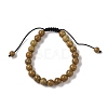 8mm Round Natural Wood Lace Stone Braided Bead Bracelets BJEW-C067-01B-17-2