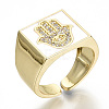 Brass Micro Pave Clear Cubic Zirconia Cuff Rings RJEW-T016-17G-NF-4