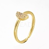 Adjustable Brass Micro Pave Clear Cubic Zirconia Half Flat Round Cuff Rings ZIRC-I049-43G-1