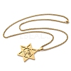 Hanukkah 201 Stainless Steel Star of David Pendant Necklaces NJEW-Z058-02G-4