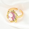 Brass Enamel Cuff Rings RJEW-K291-04G-01-3
