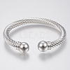 304 Stainless Steel Cuff Bangles Torque Bangles BJEW-H570-28P-2