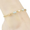 Faceted Cube Natural Larimar Brass Paperclip Chain Anklets with Natural Pearl for Women AJEW-AN00887-4