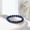 Natural Lapis Lazuli(Dyed) Round Beads Stretch Bracelets Set BJEW-JB06980-03-5