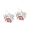 Brass Micro Pave Cubic Zirconia Stud Earrings for Women FS-WG79412-01-4