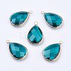 Golden Tone Brass Glass Teardrop Pendants X-GLAA-M006-A-03G-1