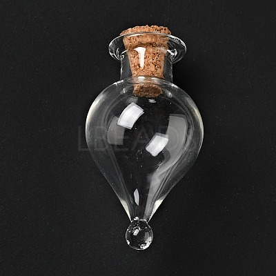 Teardrop Glass Cork Bottles Ornament AJEW-A039-01B-1