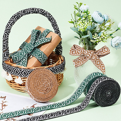 3 Colors Ethnic Style Embroidery Polyester Ribbons SRIB-WR0001-02-1