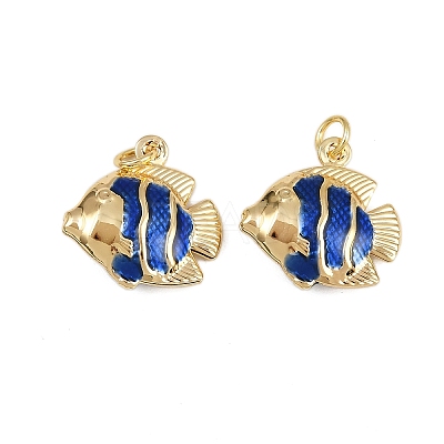 Brass Enamel Fish Pendants KK-I377-05G-A-1