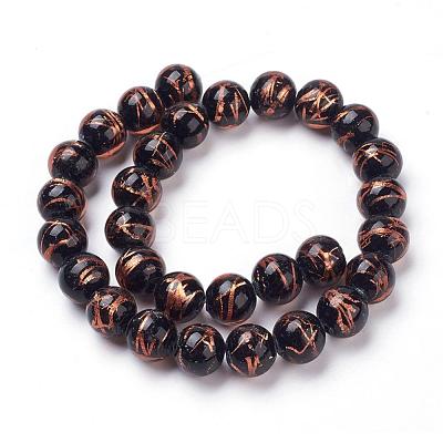 Handmade Gold Foil Lampwork Beads Strands FOIL-L016-B06-1
