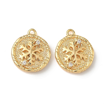 Christmas Brass Micro Pave Clear Cubic Zirconia Pendants KK-A280-03D-G-1