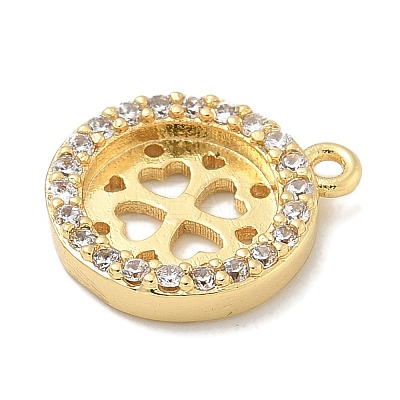 Rack Plating Brass Micro Pave Clear Cubic Zirconia Pendant Cabochon Setttings KK-L224-048G-1