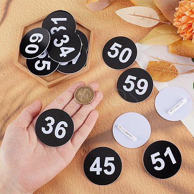 1 Set Round ABS Plastic Number Brooches Sets JEWB-OC0001-02D-1