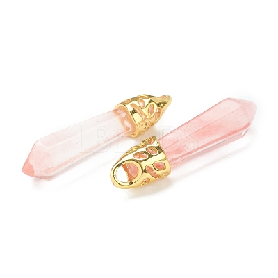 Bullet Cherry Quartz Glass Pointed Pendants G-E332-C30-G-1