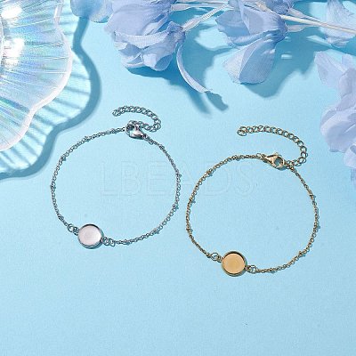 2Pcs 2 Colors 304 Stainless Steel Satellite Chain Bracelet Makings BJEW-JB10587-1