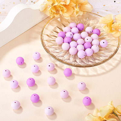 40Pcs 4 Colors Round Silicone Focal Beads SIL-TAD0001-02A-1