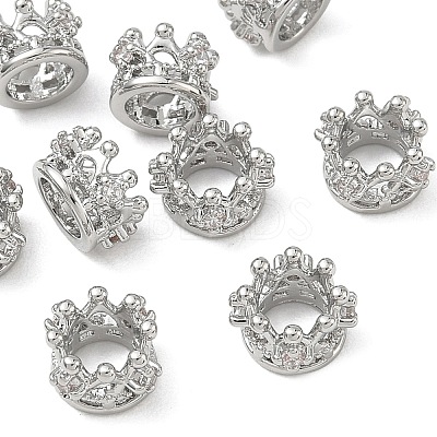 SHEGRACE Brass Micro Pave Clear Cubic Zirconia European Beads XGRQ4G919-685P-1