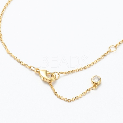 Brass Micro Pave Clear Cubic Zirconia Pendant Necklaces NJEW-J059-01A-1