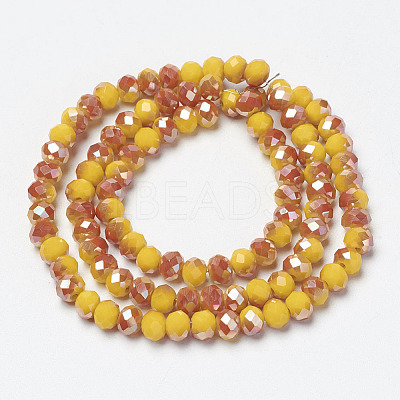 Electroplate Opaque Solid Color Glass Beads Strands EGLA-A034-P4mm-J11-1