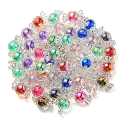 UV Plating Rainbow Iridescent Acrylic Beads X-PACR-E001-01-1