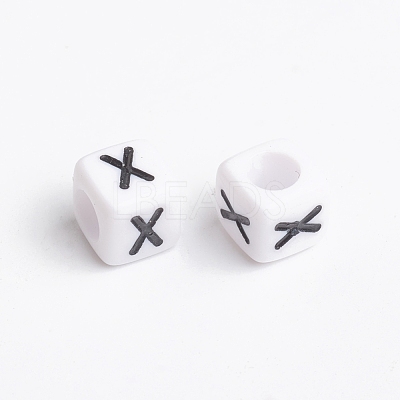 Acrylic Horizontal Hole Letter Beads PL37C9308-X-1