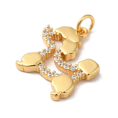 Rack Plating Brass Micro Pave Clear Cubic Zirconia Pendants KK-B092-18G-1