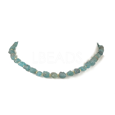 Rough Natural Blue Apatite Nuggets Beaded Necklaces NJEW-JN06376-1