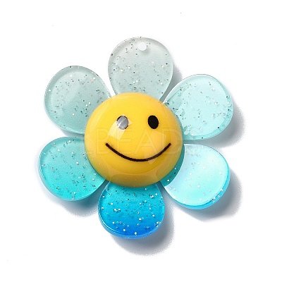 Acrylic Big Pendants with Glitter Powder MACR-M023-03E-1