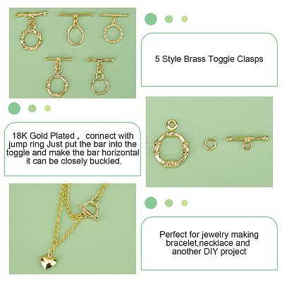 10Set 5 Style Brass Toggle Clasps KK-PH0002-80-1