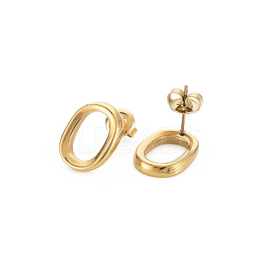 Ion Plating(IP) 304 Stainless Steel Hollow Oval Stud Earrings for Woman X-EJEW-N097-004LG-1