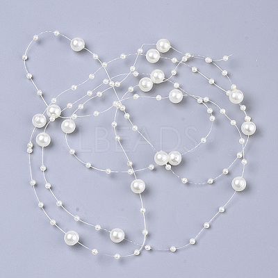 ABS Plastic Imitation Pearl Beaded Trim Garland Strand SACR-T354-01G-1