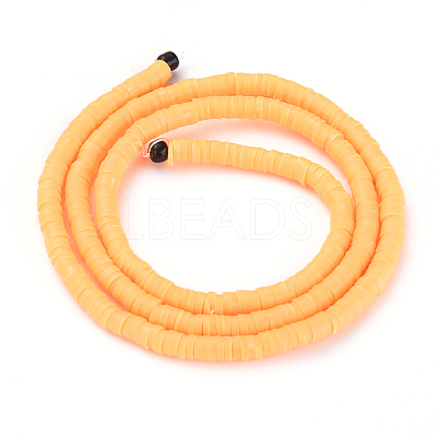 Flat Round Handmade Polymer Clay Bead Spacers CLAY-R067-4.0mm-15-1