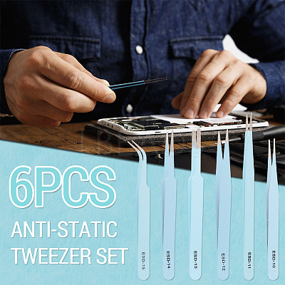 201 Stainless Steel Beading Tweezers Sets TOOL-TA0001-15C-1