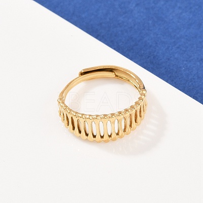 304 Stainless Steel Cuff Open Rings for Women RJEW-H255-01G-09-1